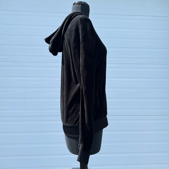 VTG Y2K Juicy Coture Rare Black Velour Zip Up Hoodie with Rhinestone J, L - Picture 6 of 12